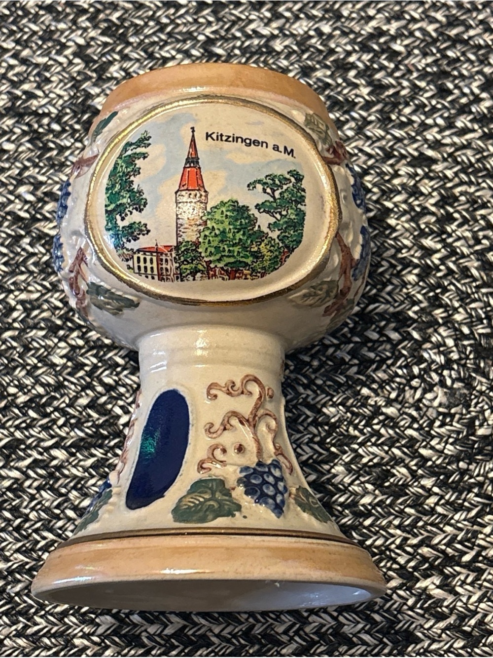 Kitzingen Ceramic Goblet - Cream with Blue Accents